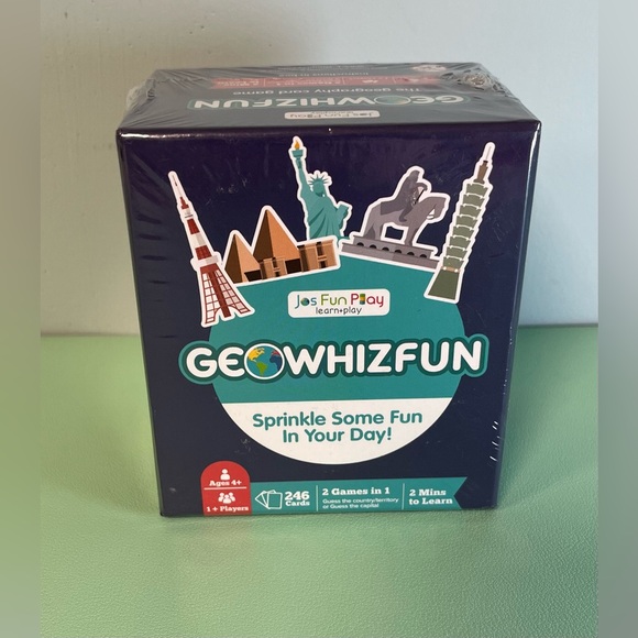 Geowhizfun card kid game, 246 cards, 2 games in 1, guess the country or capital. - Picture 1 of 4